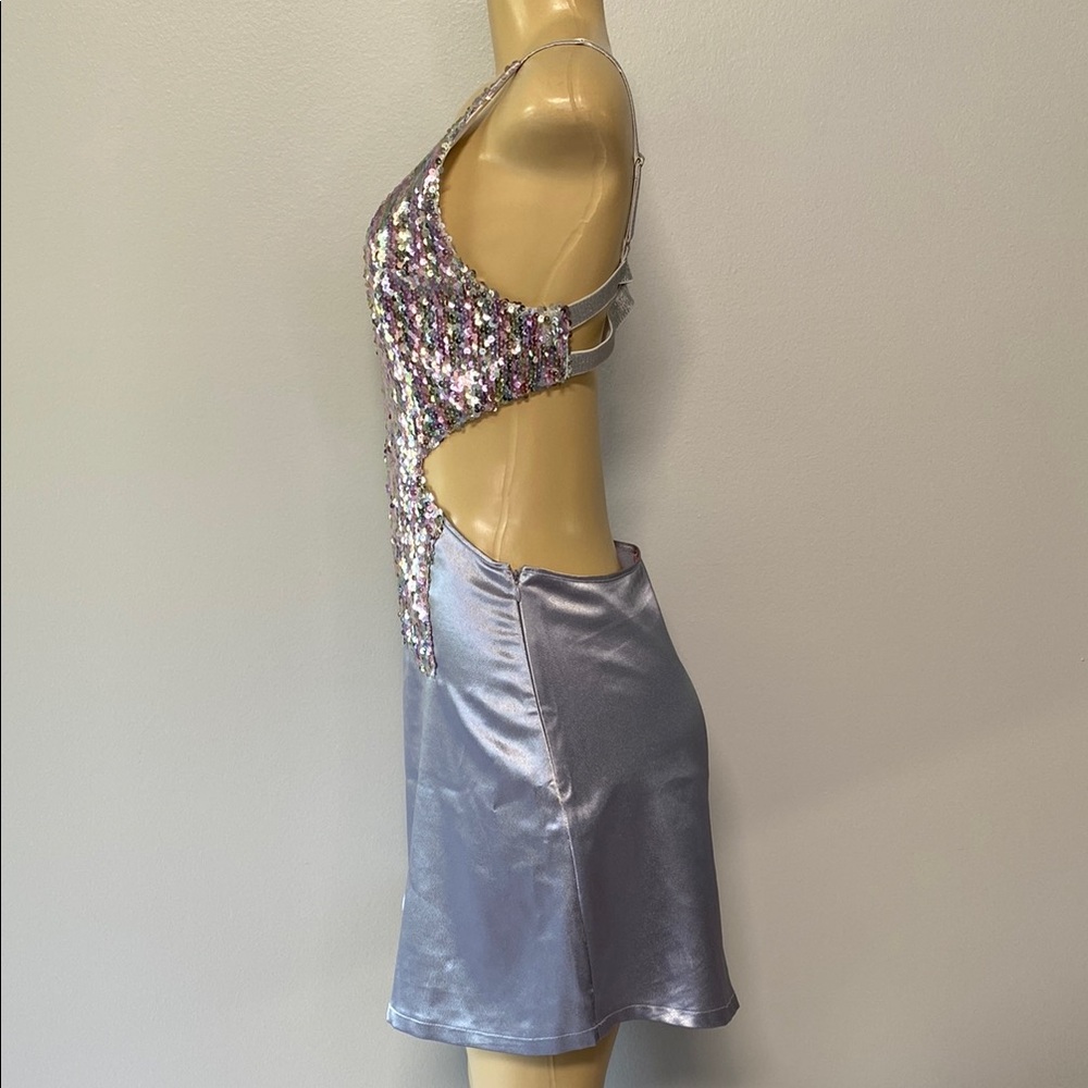 Sugar Trillz Sequin Embellished Blue Dress Size M - Picture 3 of 7
